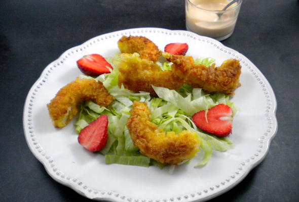 Salade de gambas juste panées