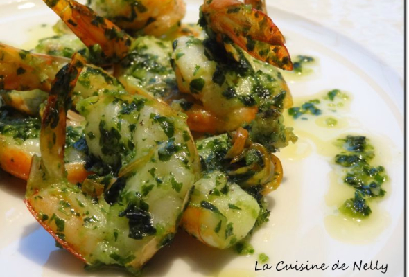 Queue de gambas persillées à l'huile d'olive vierge